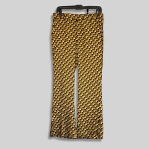 Y2K Zara Flared Pants Retro-Style Geometric Pattern High-Stretch Multicolor W S